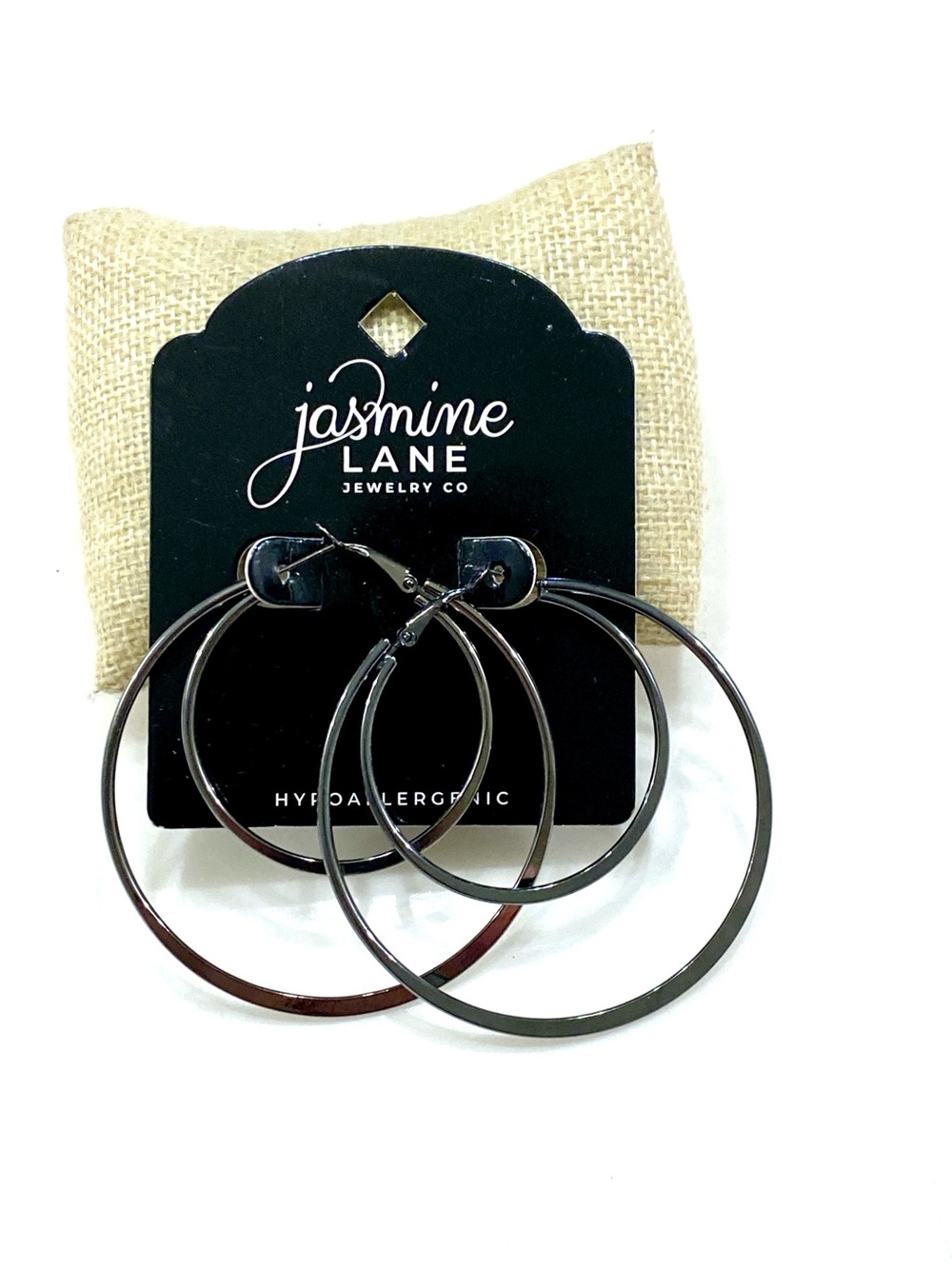Jasmine Black Double Hoop Earrings